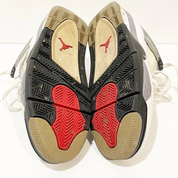Nike Mens Size 10 Air Jordan 4 Retro White‎ Cement Basketball Shoes Sneakers